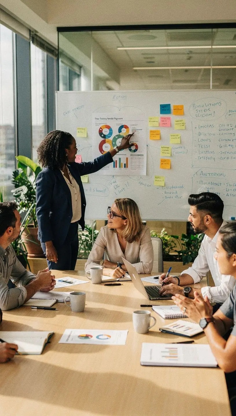 Презентация на экране, демонстрирующая ключевые метрики успешной маркетинговой кампании.